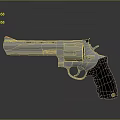 Shiny Silver Metal Revolver With Black Grip And Detailed Cylinder Display Design