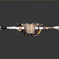 Anime Style 3D Character With Twin Tails Mechanical Outfit Orange And Gray Arms Stretched