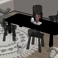 Modern Children's Table and Chair Game Table and Chair Learning Table and Chair 3d model