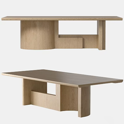 Modern Minimalist Coffee Table With Light Wood Finish And Geometric Base Design 3d model