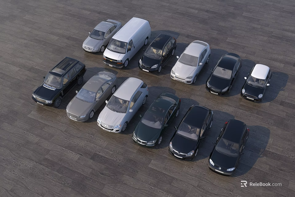 Diverse Array Of Different Car Models Featuring Sedans SUVs And Commercial Vans 3d model 