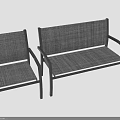 Outdoor Furniture Chair And Bench Set With Woven Fabric Seats And Black Metal Frames