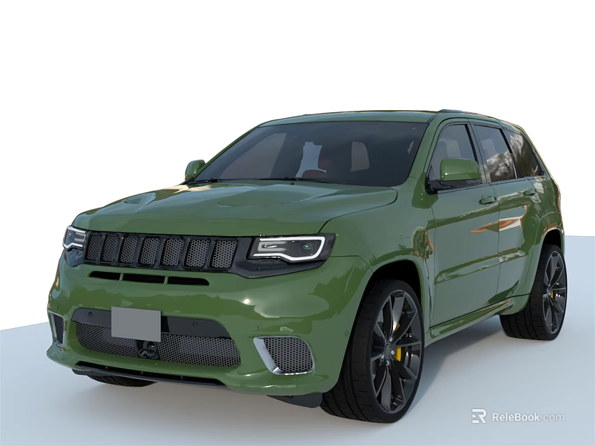 Green Jeep SUV Modern Sporty Exterior With Black Wheels And Front Grille 3d model 