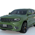 Green Jeep SUV Modern Sporty Exterior With Black Wheels And Front Grille