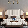 Modern background double bed set 3d model