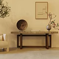 Natural Elegant Entryway Console Table With Wooden Frame Marble Top And Decorative Vase
