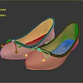 Coral Peach Flat Shoes With Round Toe Black Bow Orange Lining White Polka Dot Insole