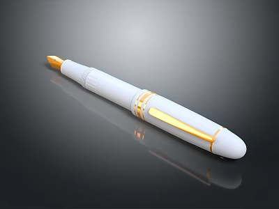 Elegant White Pen With Gold Accents Modern Design For Daily Use 3d model