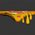 Delicious Pizza Slice With Melted Cheese Red Pepperoni And Green Basil Leaves