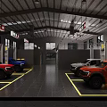 Modern Car Dealership Showroom With Parked Various Colored Cars And Spacious Interior Design