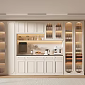 Modern Wine Cabinet Design With Glass Doors LED Lighting And Storage Shelves