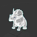 Triceratops Reptile Standing With Three Horns Frill Brown Textured Skin White Horn Tips Claws