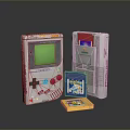 Vintage Game Boy Console With Colorful Game Cartridges As Daily Life Items