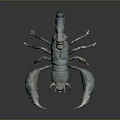 Realistic Blue Metallic Scorpion Sculpture With Detailed Claws And Curved Tail