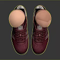 Pink Athletic Sneakers With White Stripes Laces And White Soles On Prosthetic Legs