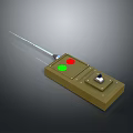 Computer Peripheral Device With Brown Housing Green Red Buttons And Long Thin Cable 3d model