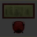 Dark Red Wooden Desk with Green Top and Matching Chair Featuring Drawers and Classic Design