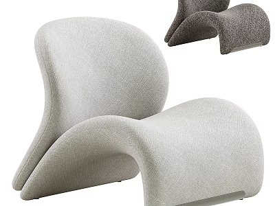 Modern Single Sofa With Curved Design Light Grey And Dark Grey Fabric Upholstery 3d model