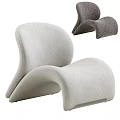 Modern Single Sofa With Curved Design Light Grey And Dark Grey Fabric Upholstery