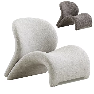Modern Single Sofa With Curved Design Light Grey And Dark Grey Fabric Upholstery 3d model