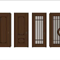 New Chinese style single door SU model 3d model