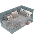 Comfortable Kids Bed With Soft Upholstered Headboard Plush Pillows And Cozy Blanket