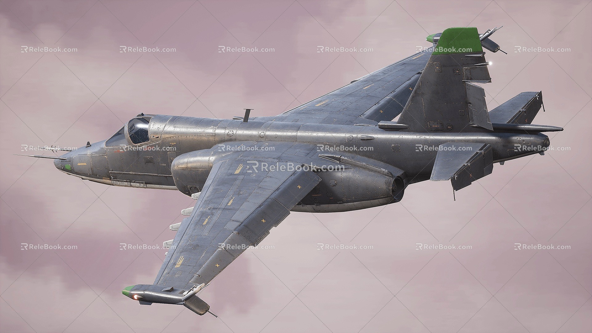 Hyundai Su-25 attack aircraft jet fighter air support assault aircraft 3d model