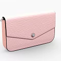 Pink Vertical Striped Clutch Bag With Metallic Button And Sleek Design