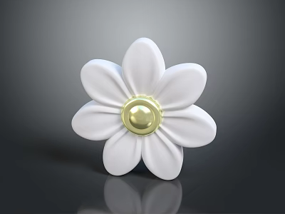 White Flower Shaped Wall Decor With Gold Center And Petal Design 3d model