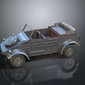 Vintage Open Top Military Vehicle With Metallic Body Detailed Wheels And Reflective Surface
