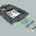 Traditional Chinese Ancient Architecture Courtyard Featuring Multiple Roofs Plaza Decorative Ponds And Stone Carvings