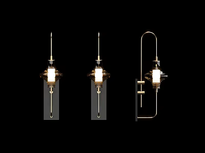 Sleek Modern Wall Lamps With Metal Frame Design And Transparent Glass Shade 3d model