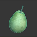 Fresh Ripe Green Pear With Brown Stem On Smooth Gray Background