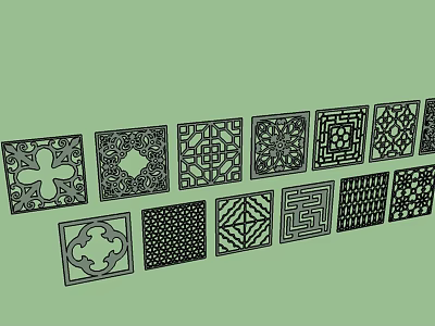 Ornate Lattice Windows With Various Intricate Design Patterns For Home Decor 3d model