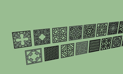 Chinese style openwork window floor flower style 3d model