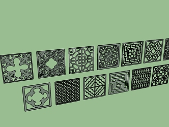 Chinese style openwork window floor flower style 3d model