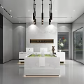 Modern Real Estate Sales Center Entrance With Glass Doors And Interior