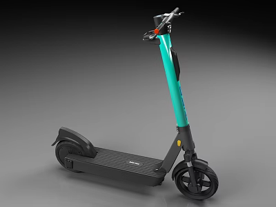 Green And Black Electric Scooter With Modern Design Handlebar And Wheels 3d model