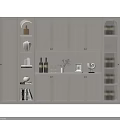Modern Light Gray Wine Cabinet With Open Shelves Cabinets Wine Bottles Decorative Items And Lighting