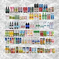 Wide Variety of Assorted Beverages in Bottles and Cans with Different Flavors