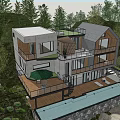 Modern Detached Villa With Spacious Terrace Rocks Water And Lush Greenery