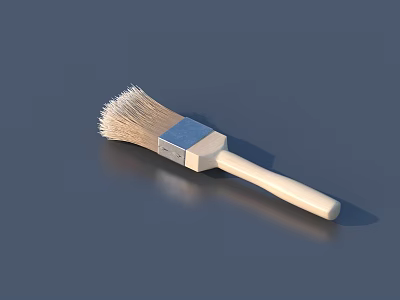 High Quality Household Brush Featuring Wooden Handle Natural Bristles And Metal Ferrule 3d model