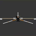 3D Rendered Futuristic White Orange Aircraft With Long Wings And Flame Thrusters