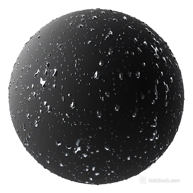 Black Floor Tiles With Water Drops And Glossy Surface For Modern Home Decor 3d model 