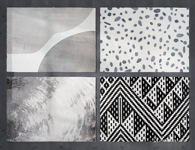 Square Carpets Featuring Different Pattern Designs For Modern Home Decor 3d model