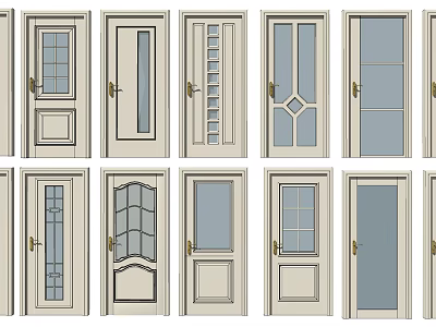 Different Design Swing Doors With Glass Panels And Decorative Panel Styles 3d model