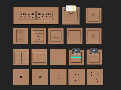 Various Modern Switch Panels With Sockets Switches And Different Designs 3d model