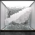 Modern Textured Background Wall With Shiny Sculptural Design And White Frame 3d model