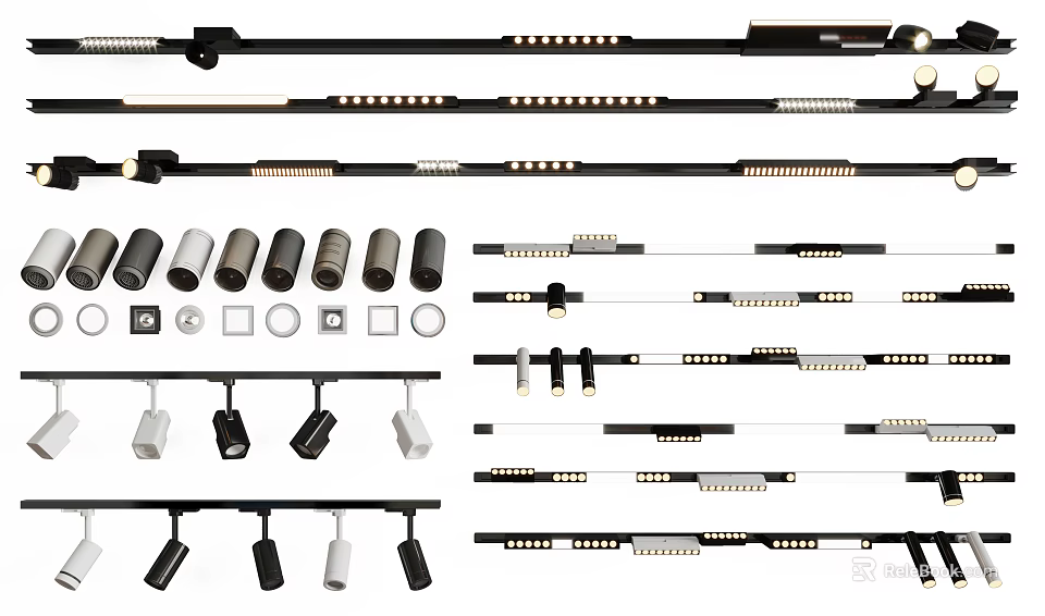 Modern Downlights and Spotlights with Various Styles for Home Ceiling Lighting 3d model