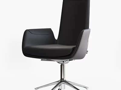 Modern Black Swivel Office Chair With High Back Armrests And Metal Base 3d model